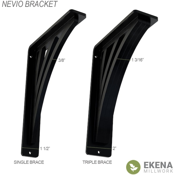 Nevio Wrought Iron Bracket, (Triple Center Brace), Antiqued Silver 2W X 12D X 15H